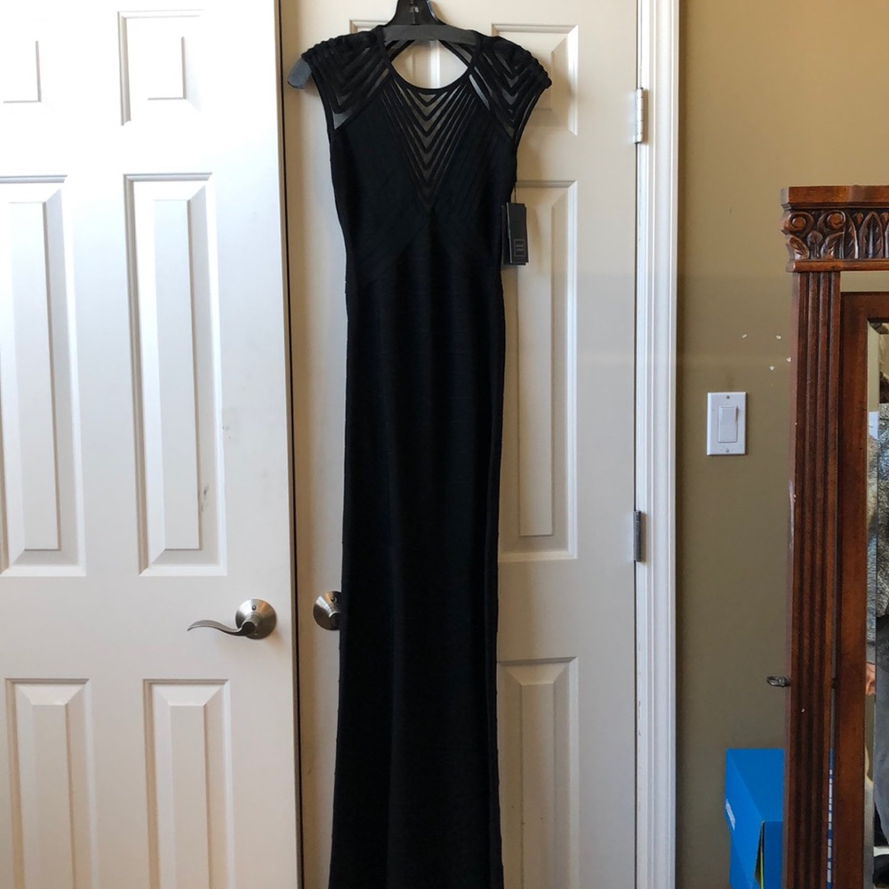 Black maxi Herve Leger dress